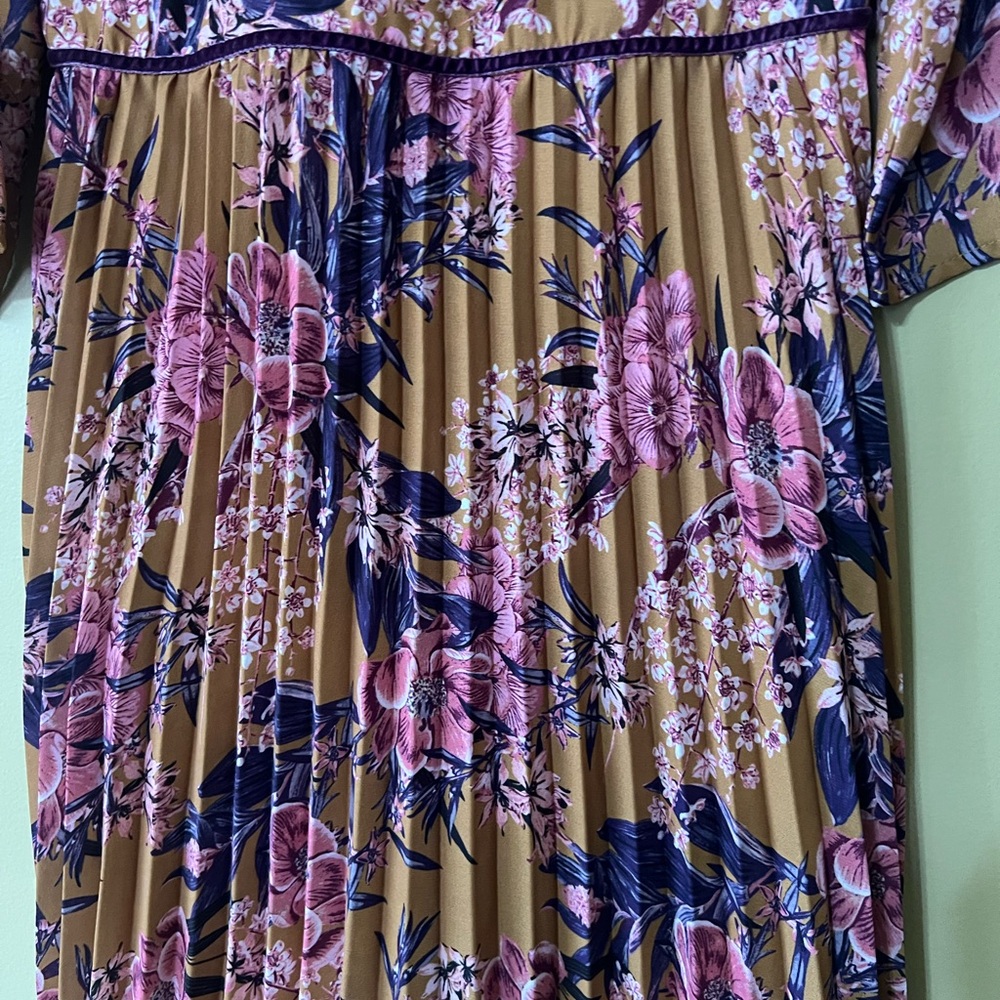 GB Girls Pleated Long Sleeve Dress with Pink and Purple Floral Pattern - Picture 6 of 13